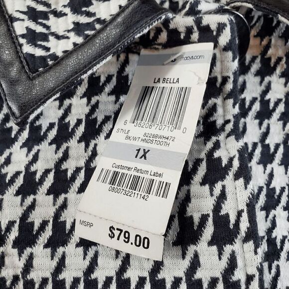 JM Collection Coat Women's 1X Black Houndstooth Print Front Button Blazer - Picture 4 of 6